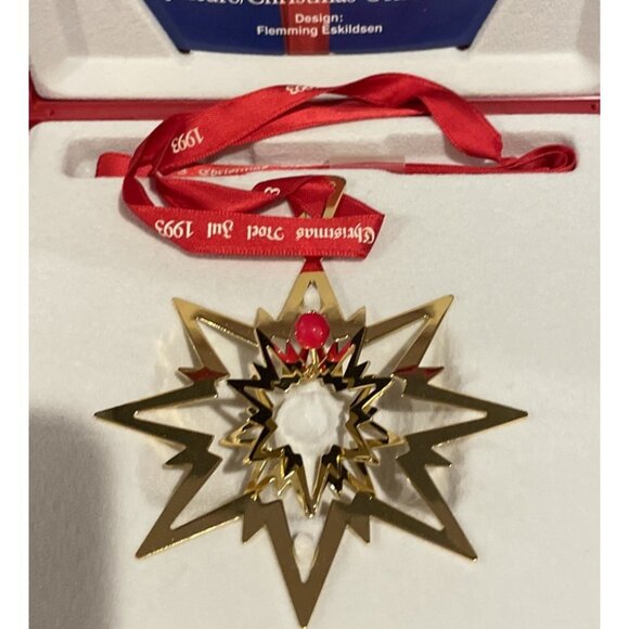 Georg Jensen 1993 Star Gold 24 Karat Christmas Holiday‎ Ornament Box Denmark - Picture 2 of 4